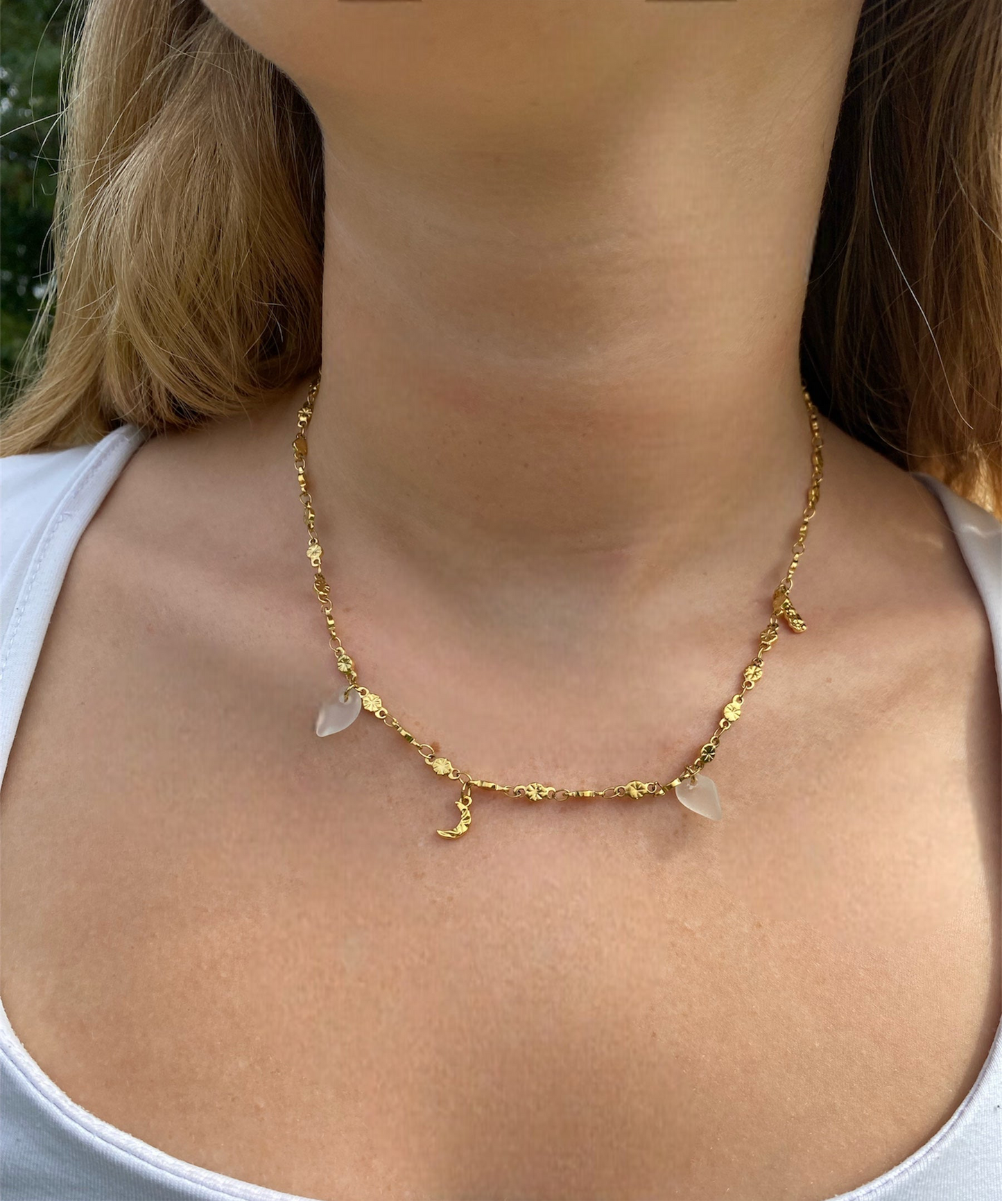 Montàna halskæde guld - hvid