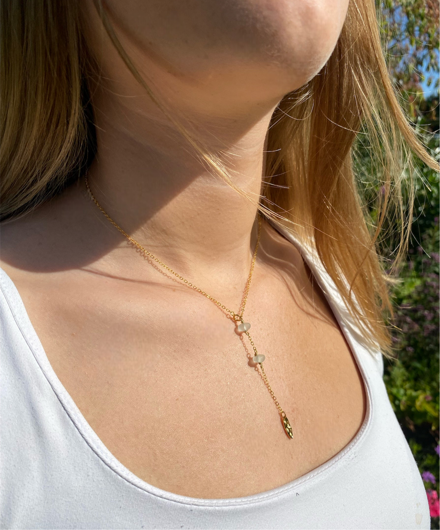 Rubra Halskæde guld - hvid