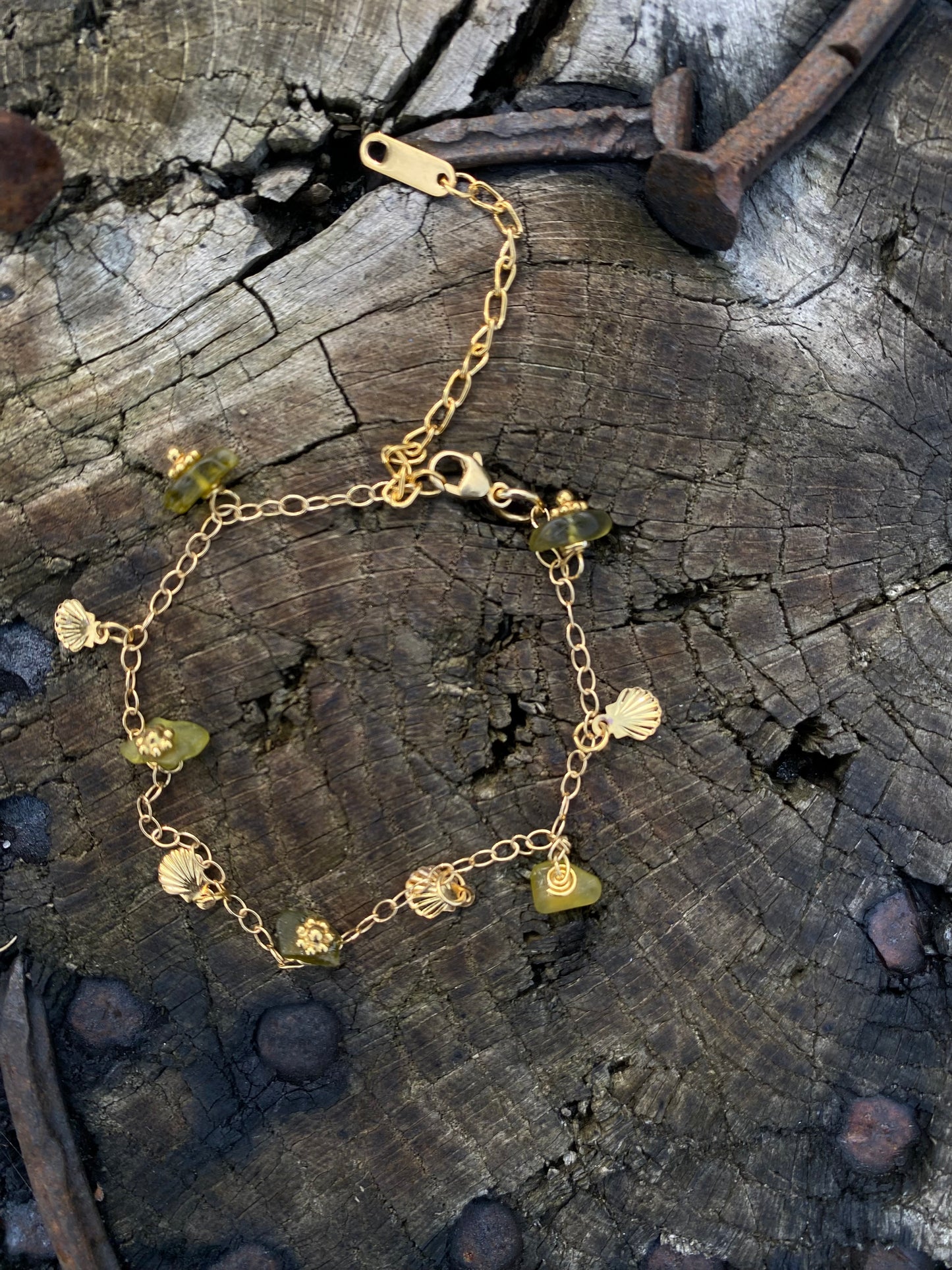 Maritima armbånd guld - flaskegrøn