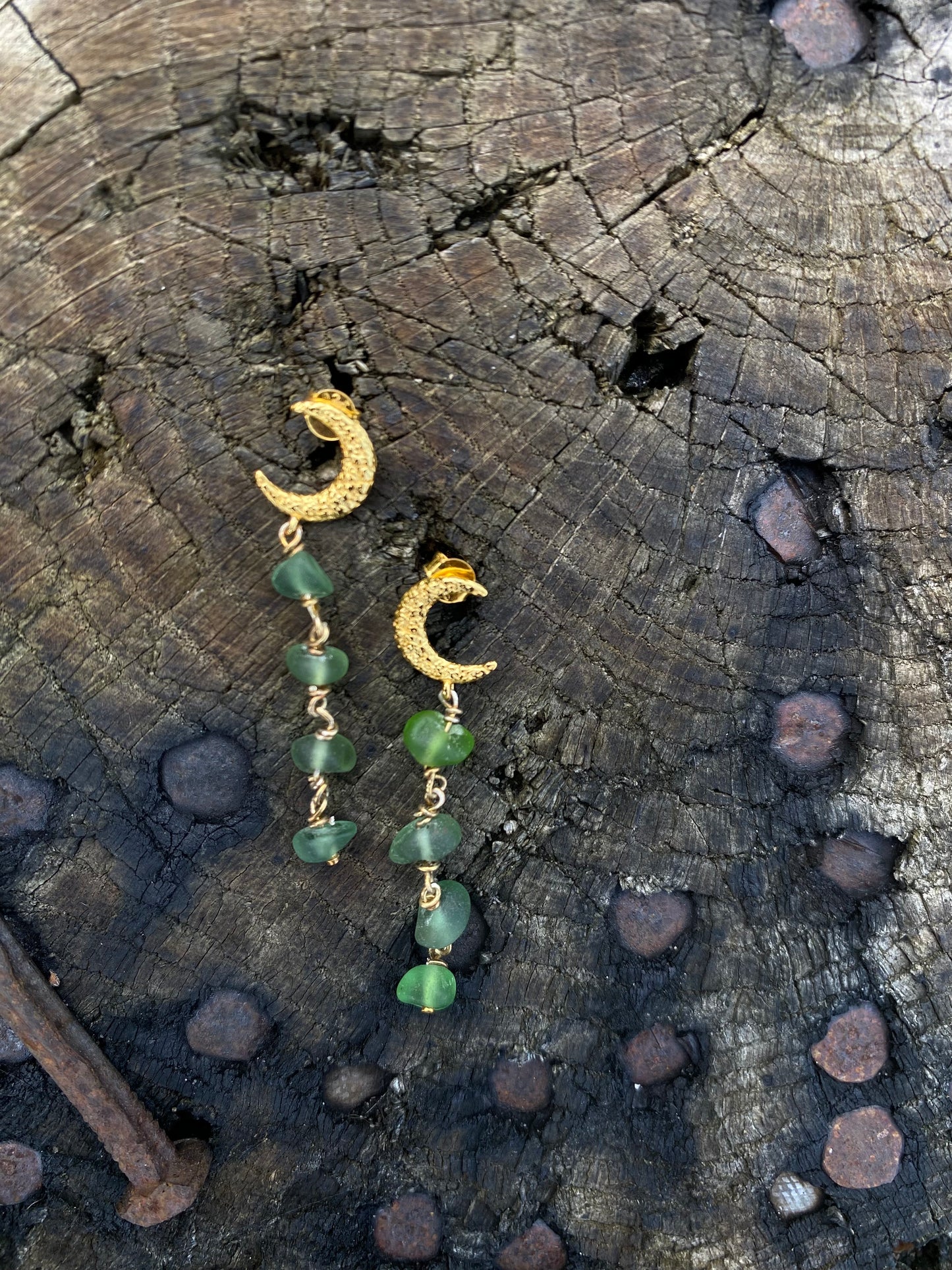 Cyano ørering guld - grøn
