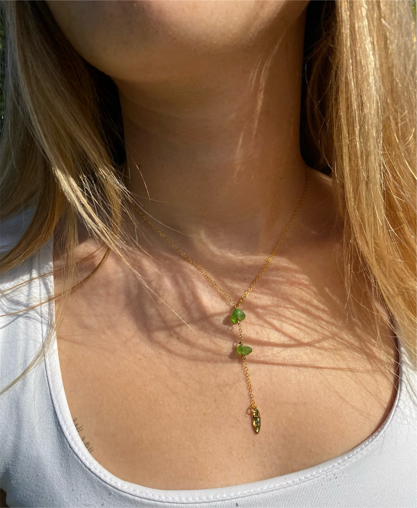 Rubra halskæde guld - grøn