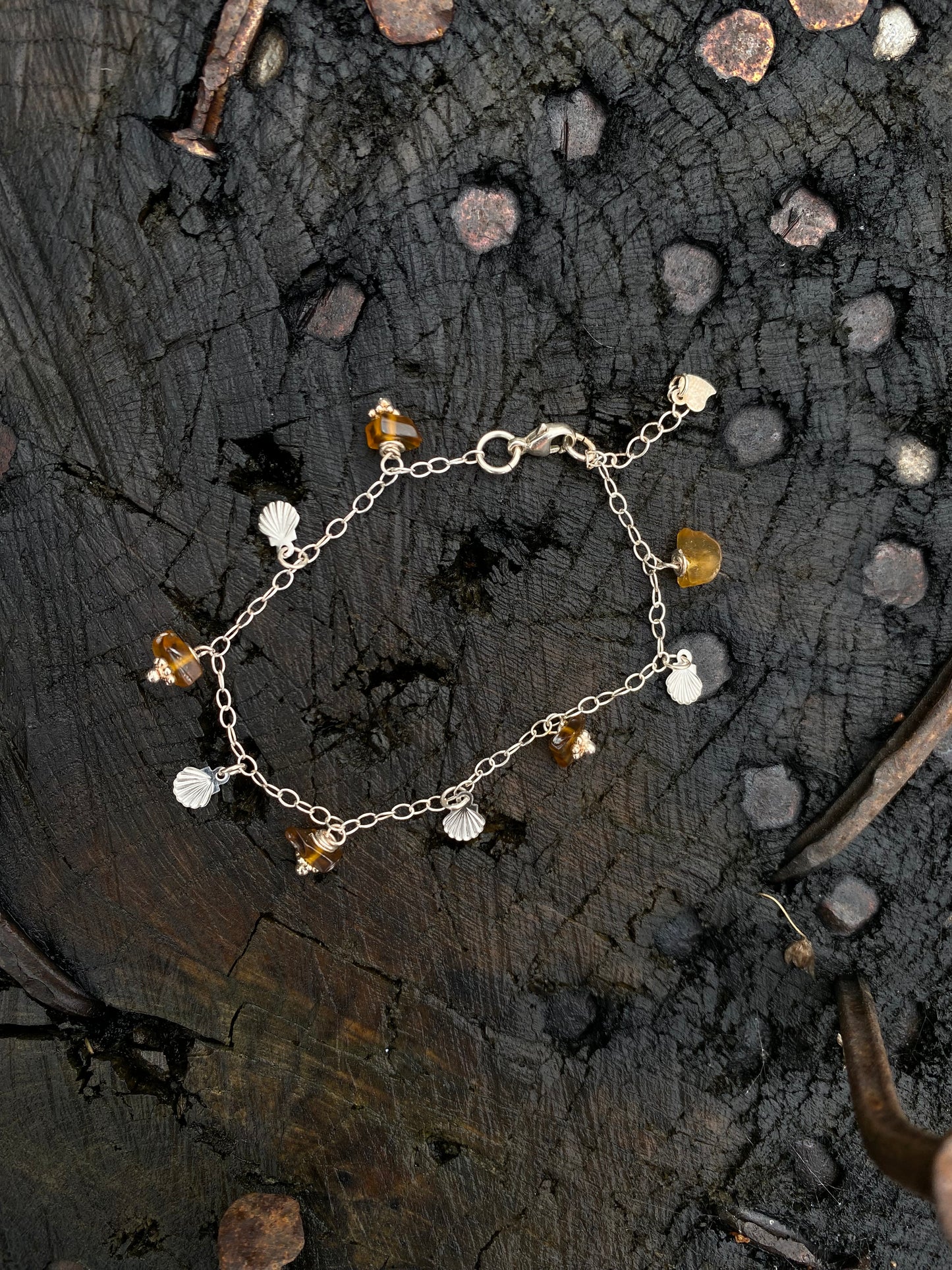 Maritima armbånd sølv - brun
