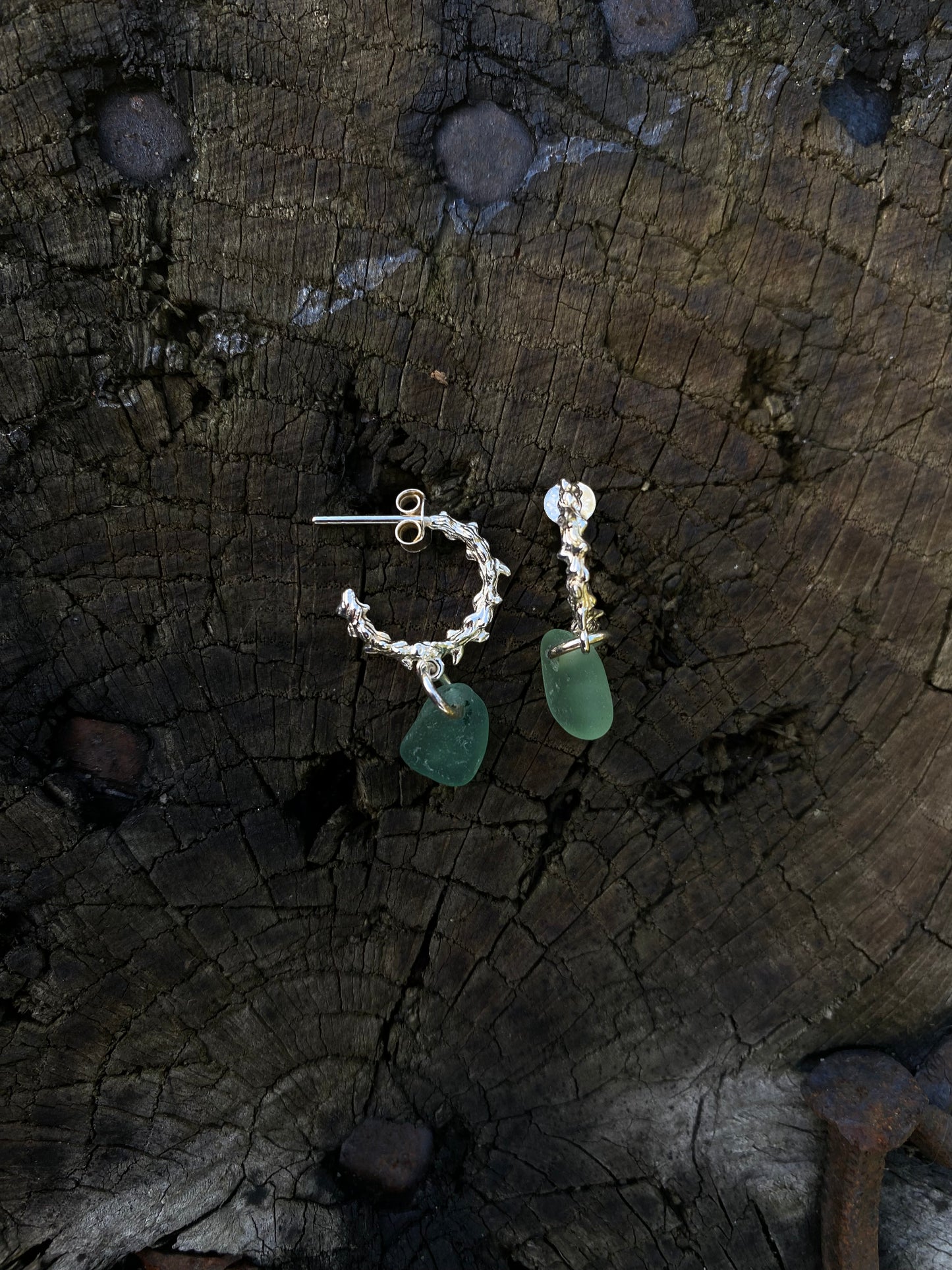 Acorus ørering sølv - grøn