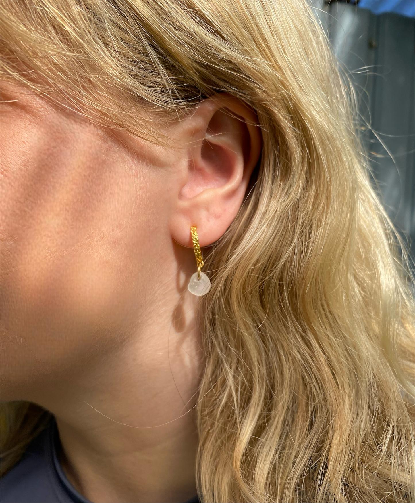 Plantago ørering guld - hvid