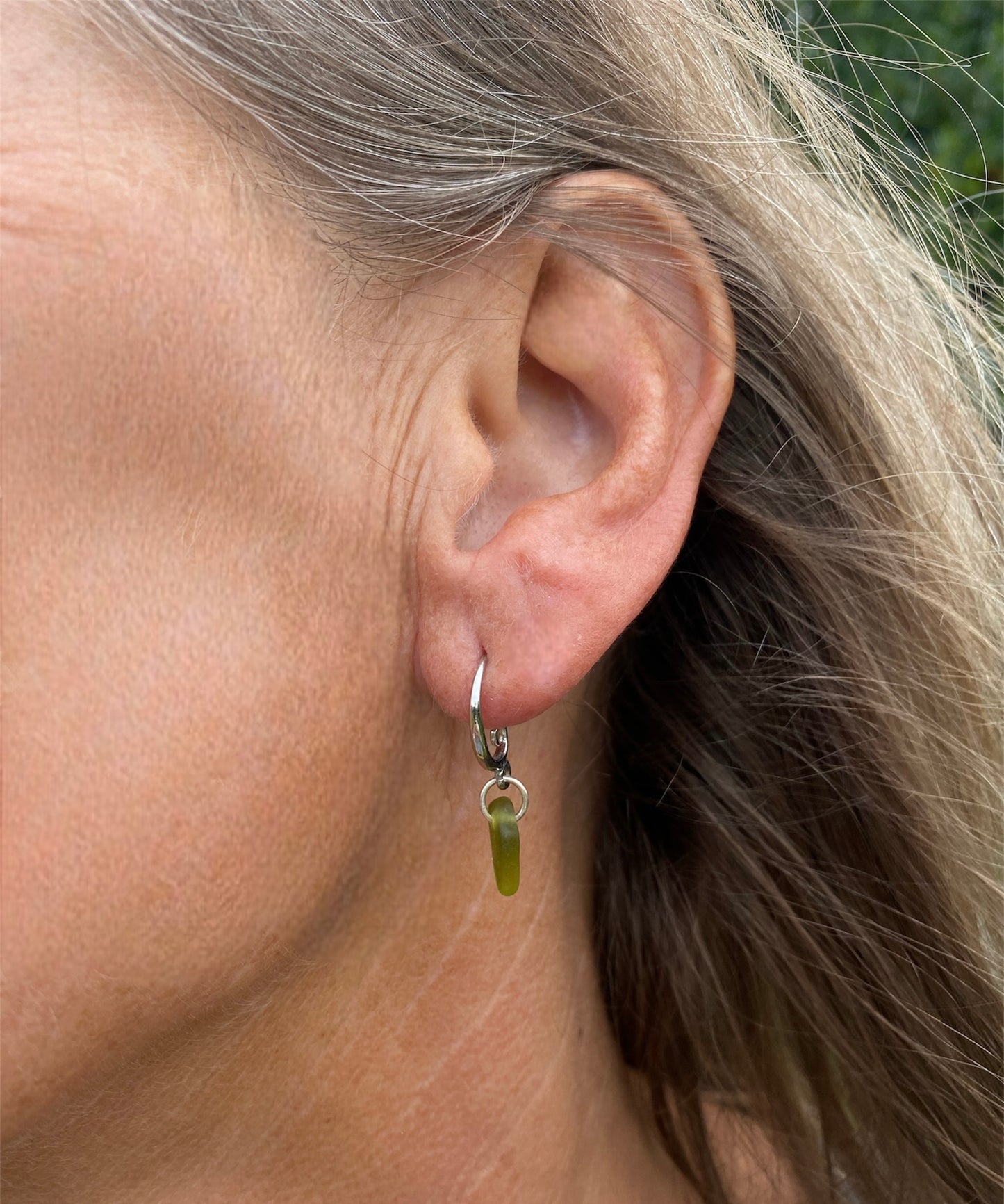 Prasiola ørering sølv - flaskegrøn