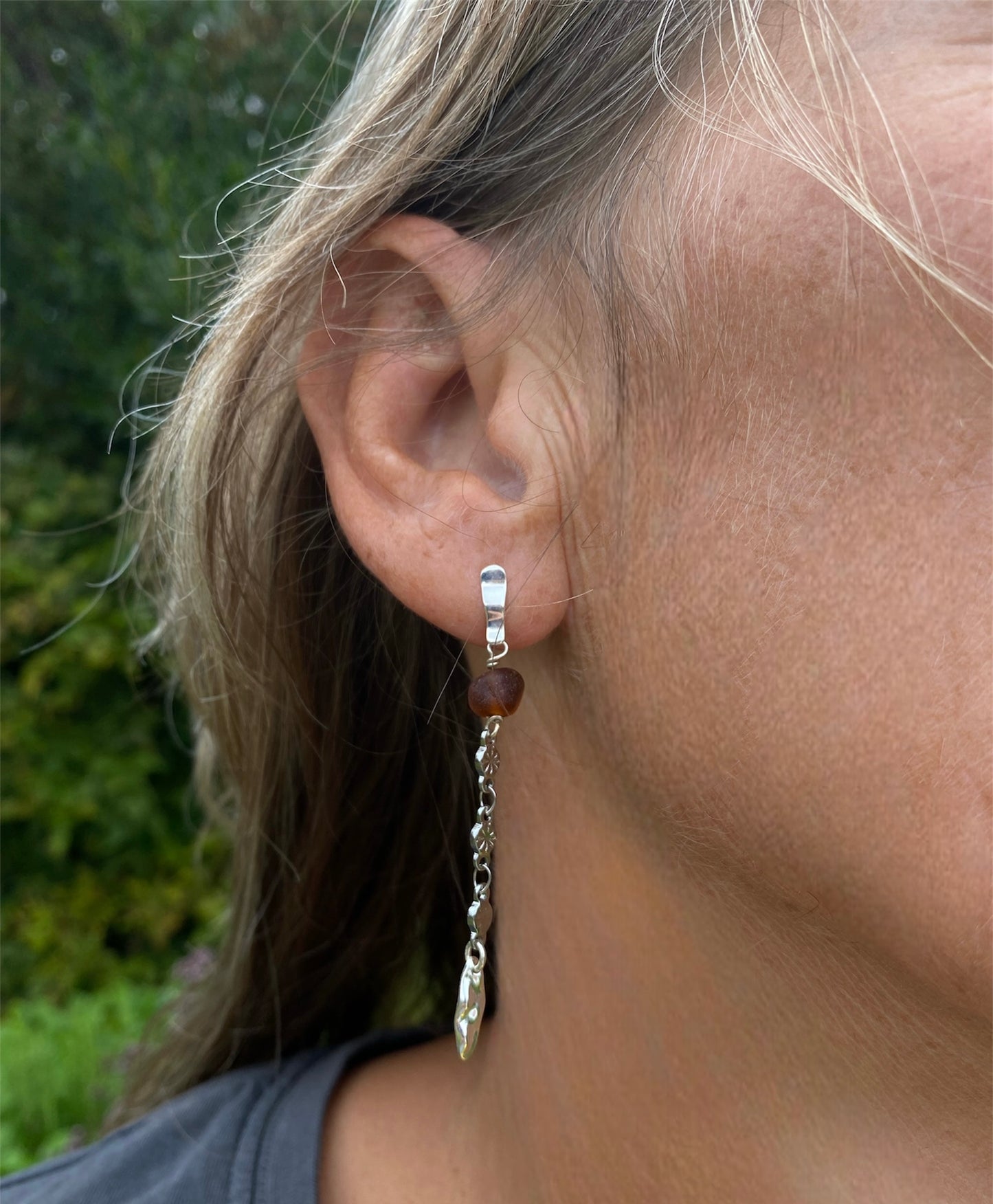 Pratensis ørering sølv - brun