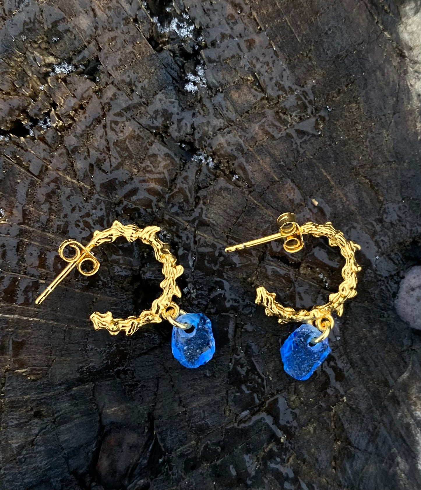 Acorus ørering guld - blå
